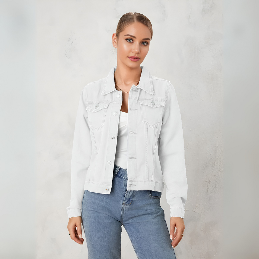Damen klassische Jeansjacke mit Knopfleiste