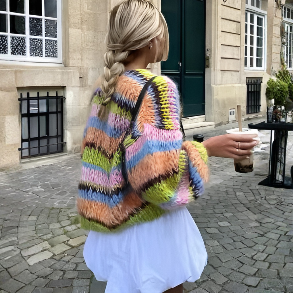 Striped Open Cardigan for Women
