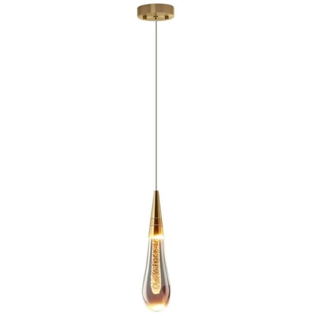 Elegante lámpara colgante dorada en forma de gota – Lujo para cualquier espacio