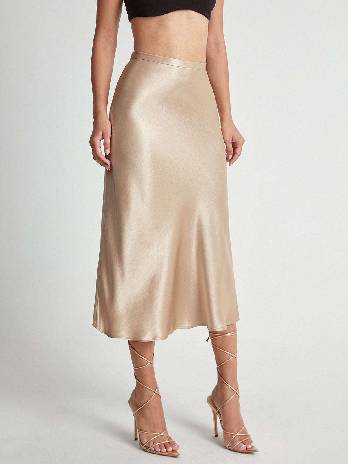 Emma - Elegante satijnen midi-rok met hoge taille