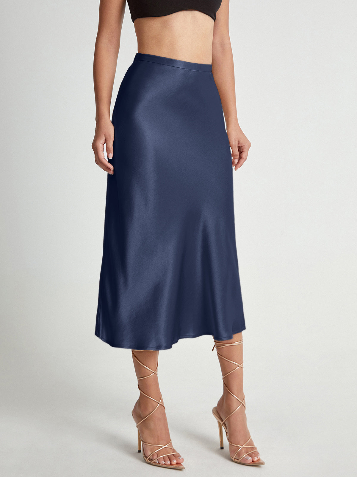Emma - Elegante satijnen midi-rok met hoge taille