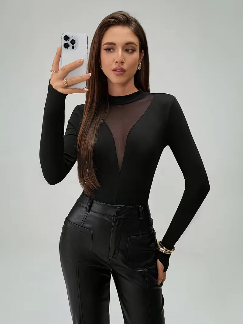 Bodysuit with Mesh Panels