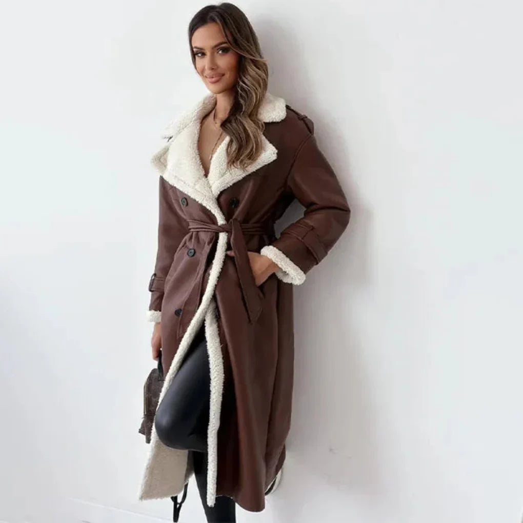 Long coat with buttons for women