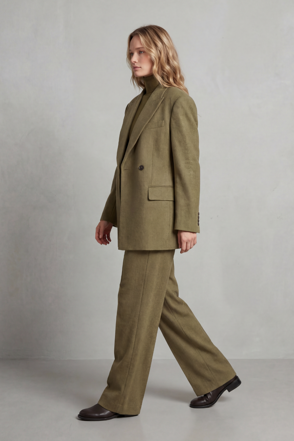 Ladies' Two-Piece Suit with Blazer and Wide Trousers
