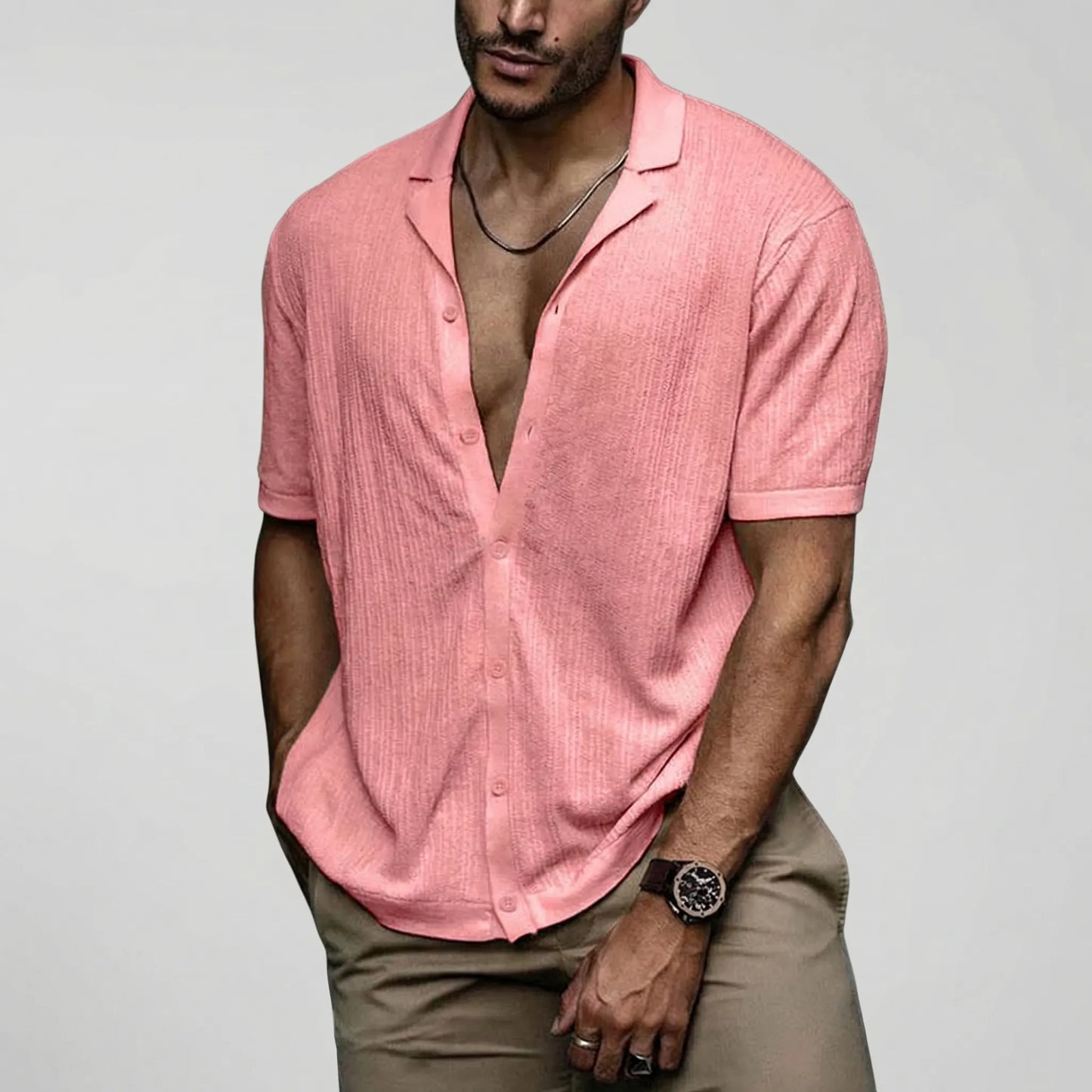 Brixon Short Sleeve Crocheted Casual Shirt
