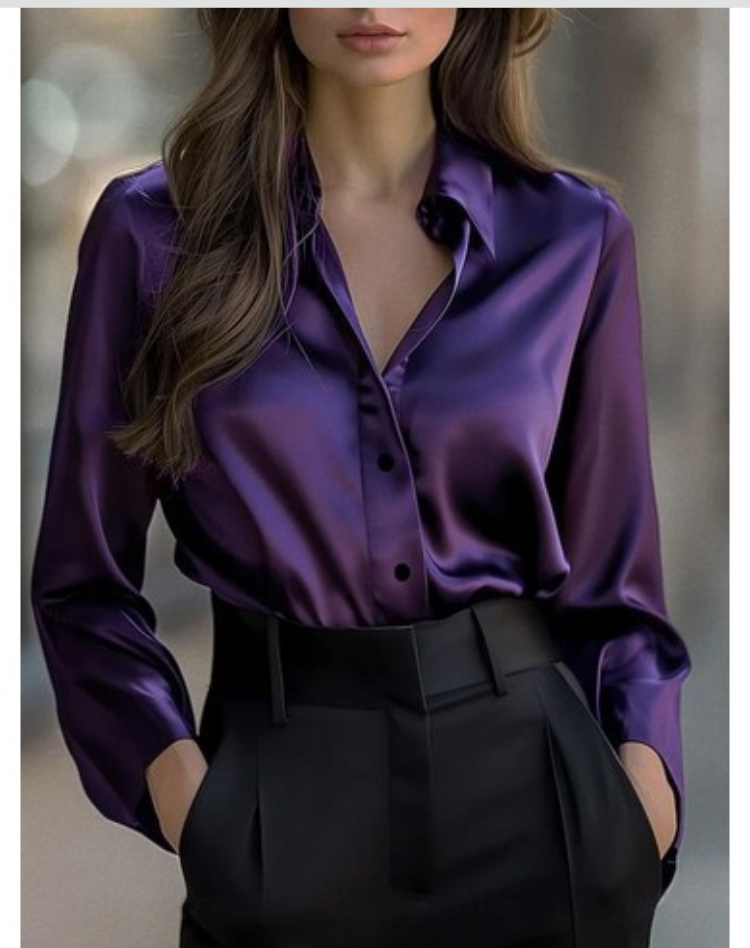 Luxury Satin Blouse with Long Sleeves for Women