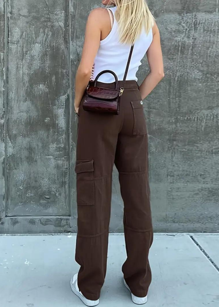 Trendy High-Waisted Cargo Jeans for Women