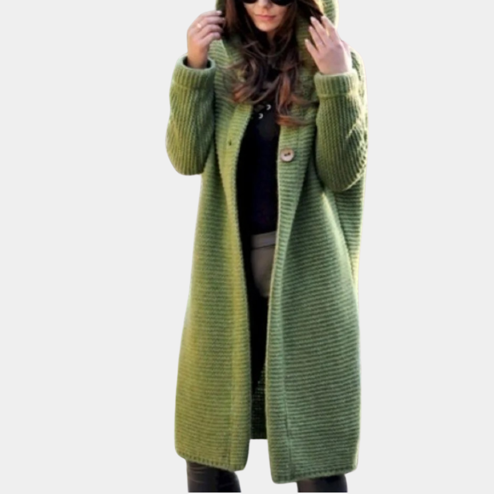 Long Knitted Cardigan with Hood - Laiza
