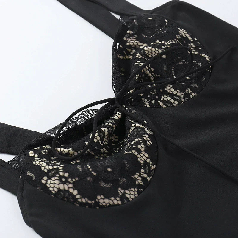 A-Line Mini Dress with Lace & Padded Wide Straps