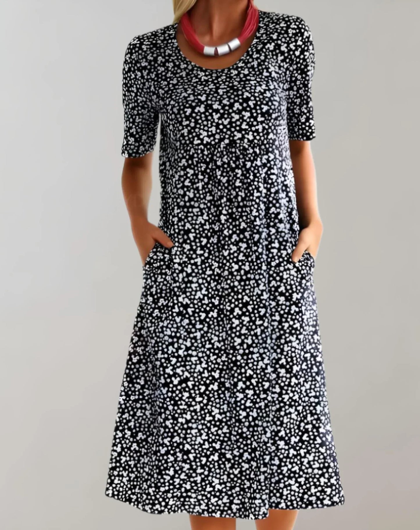 Casual dress with V-neck