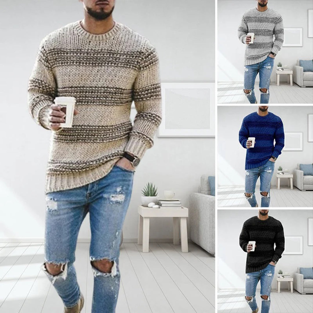 Casual sweater with round neck for men - ideal for spring