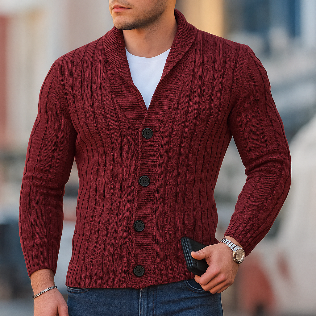 Cardigan classico da uomo in maglia calda