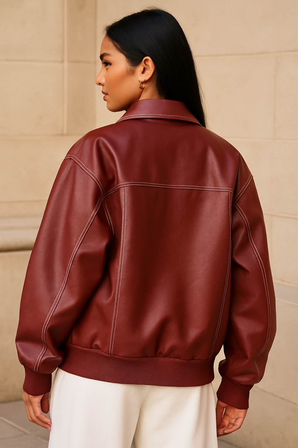 Zara - Oversized rood leren jack