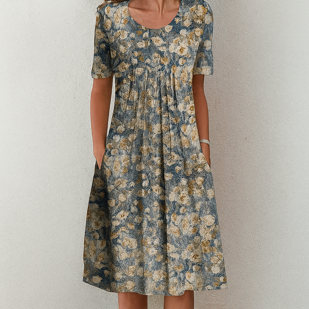 Effortless Vintage Summer Dress with Floral Ruffles