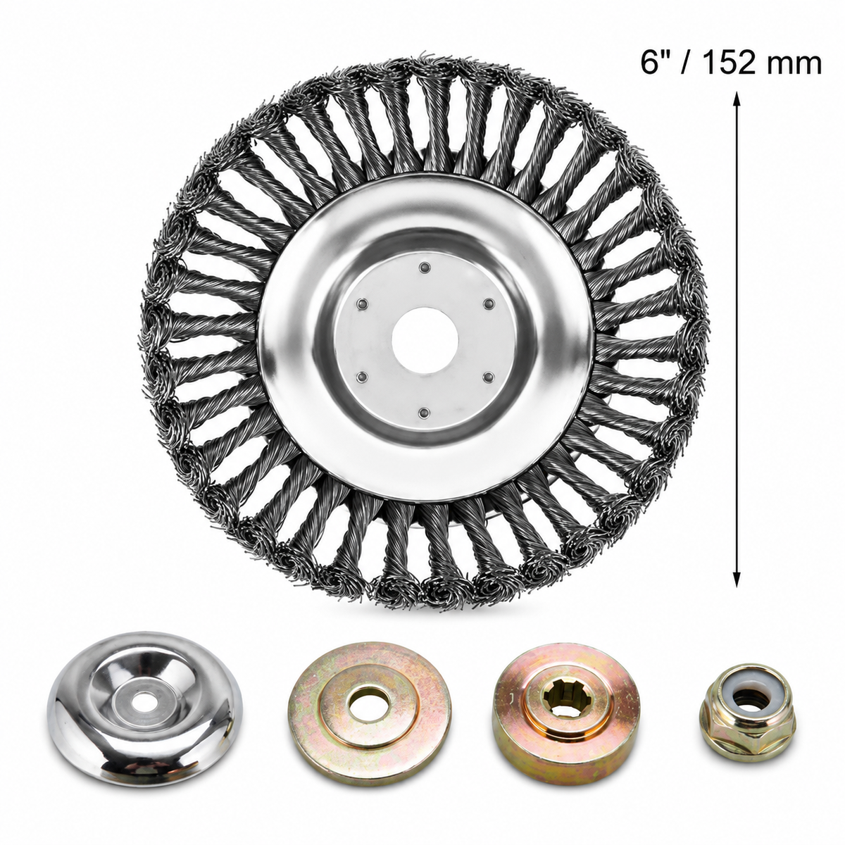 Cabezal para cortacésped - Cepillo de alambre de acero - Universal, 6/8 pulgadas