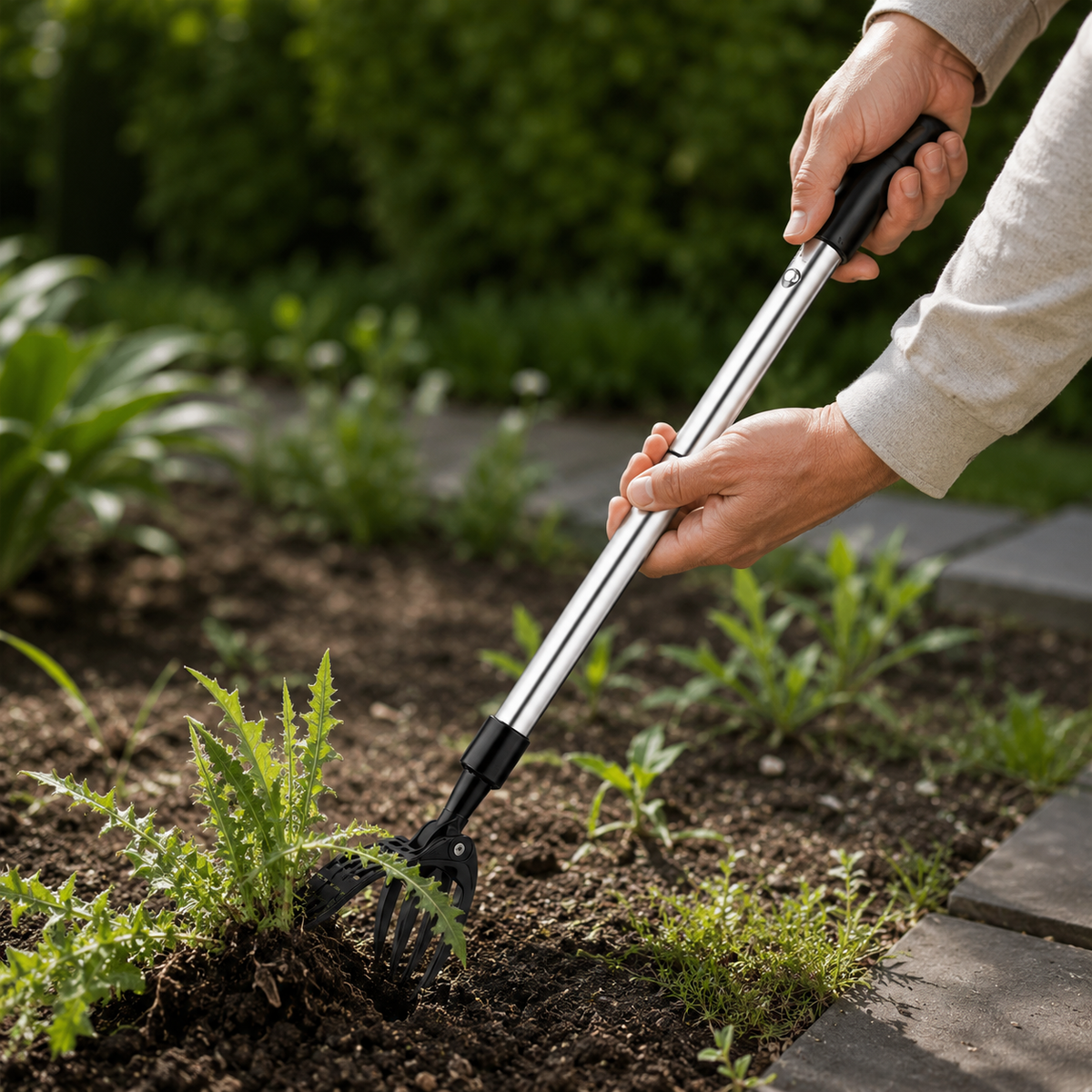Detachable Weed Remover - Stainless Steel - Adjustable Long Handle