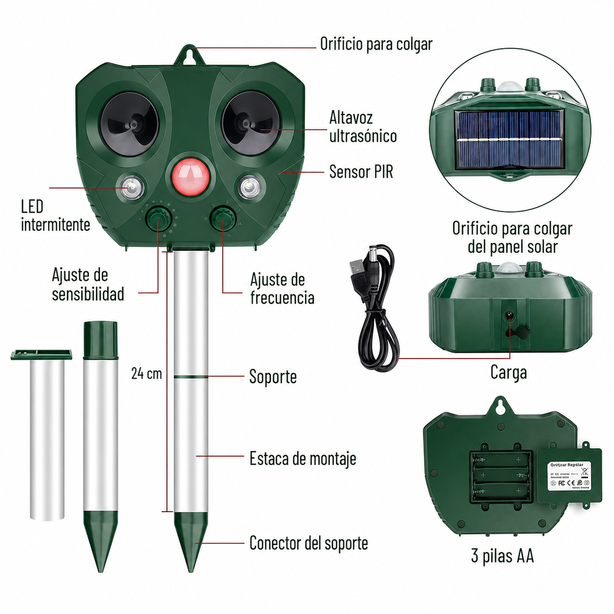 Ultrasone Bird Deterrent - Solar Powered