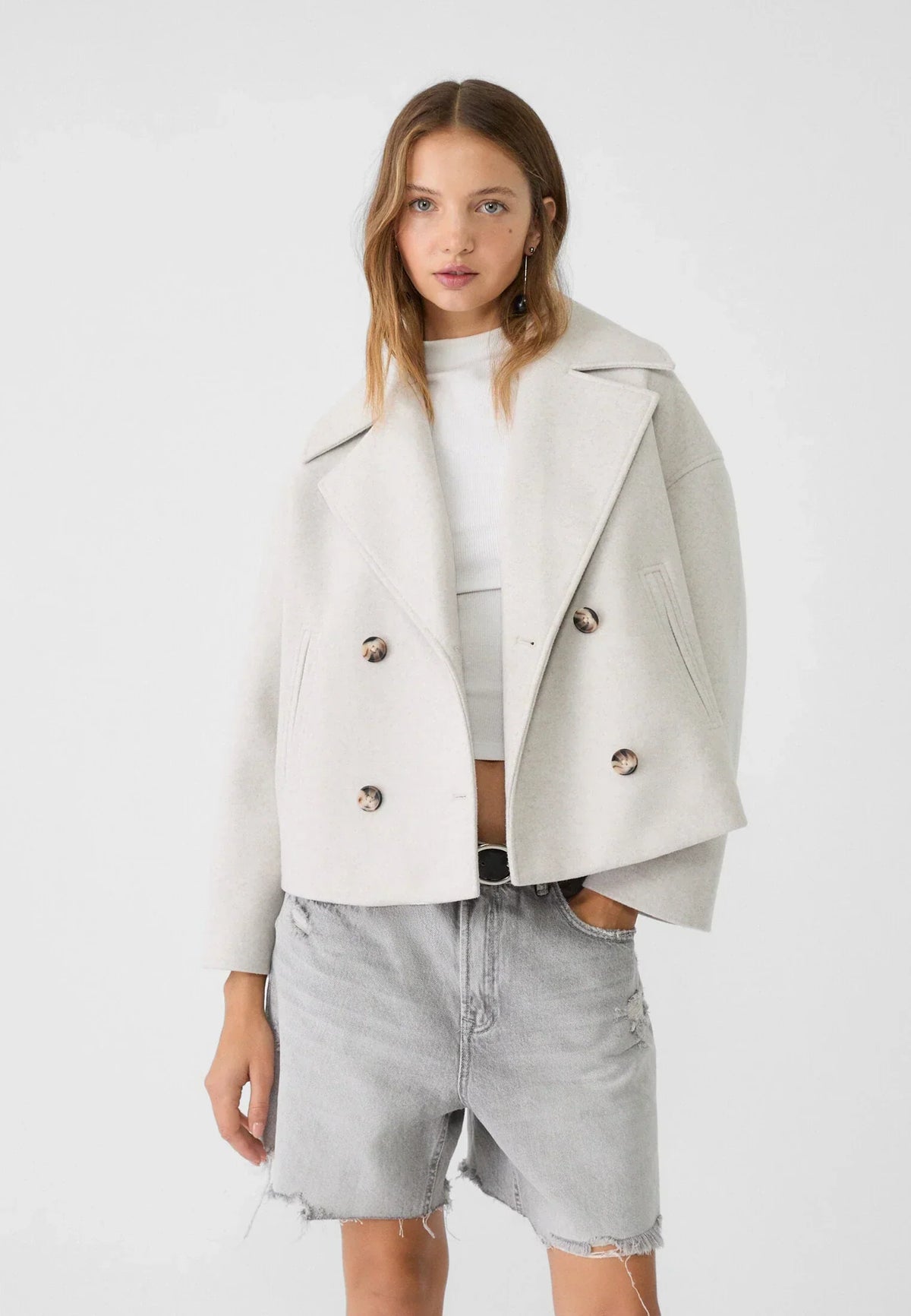 Jitske - Chic Short Peacoat Coat with Double Button Closure
