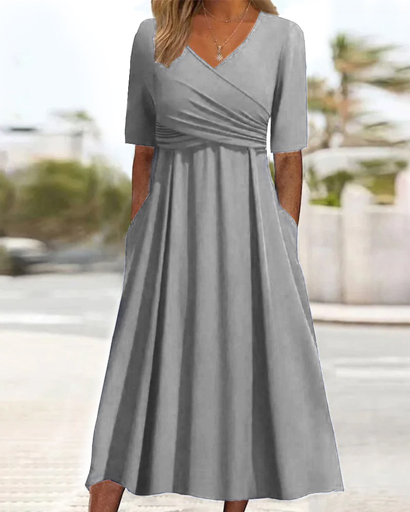 Crossed dress with short sleeves - Pien