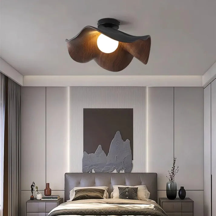 Suspension scandinave en bois en forme de lotus
