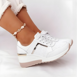 Ladies' Wedge Sneakers with Mesh and Metallic Details
