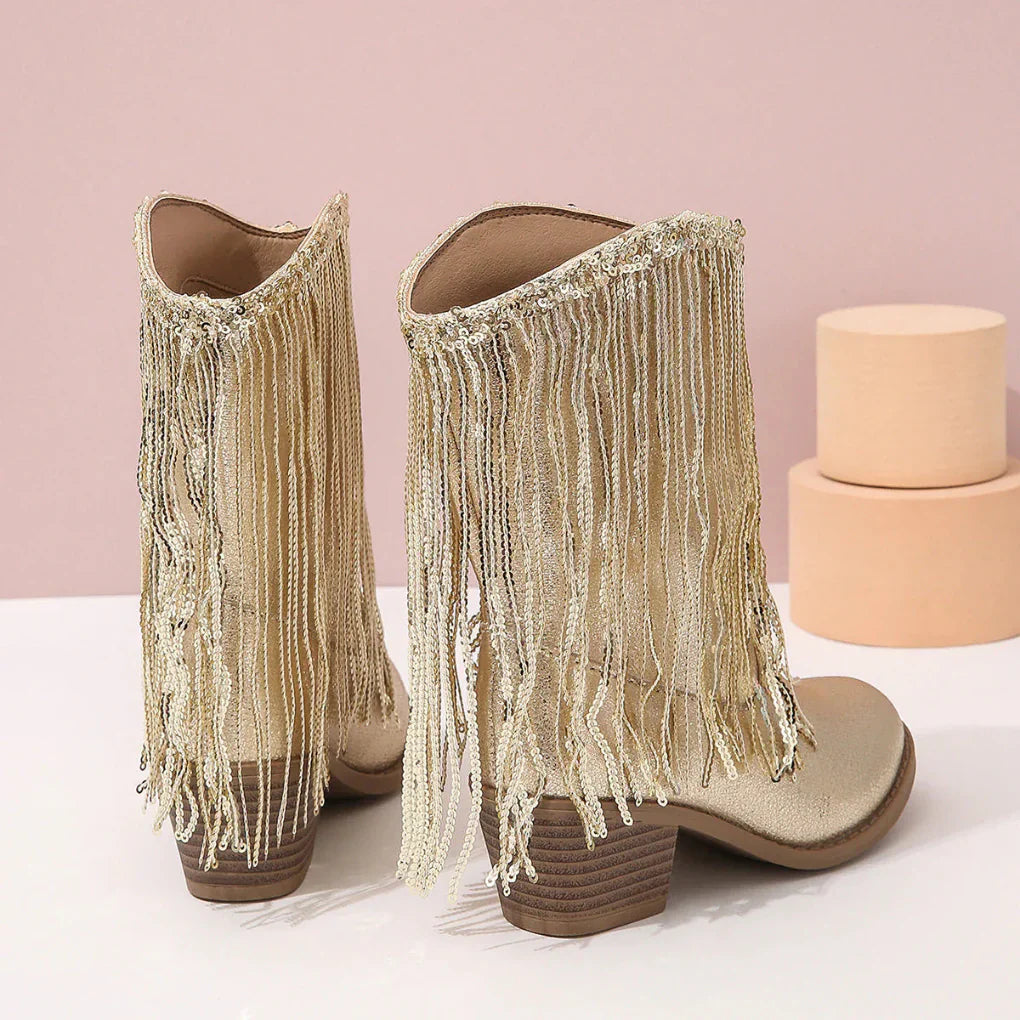 Elegant ankle boots with tassels for girls