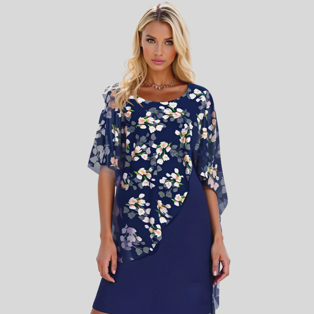 Elegant floral chiffon dress