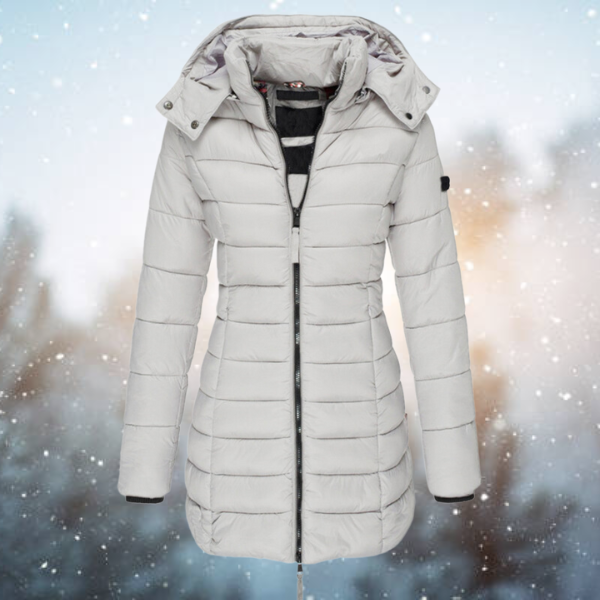 Ladies Long Puffer Coat Winter With Hood and Full Zip
