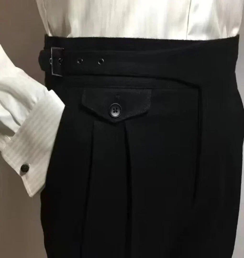 Wool men's trousers with belt – elegant style for formal and smart-casual wear