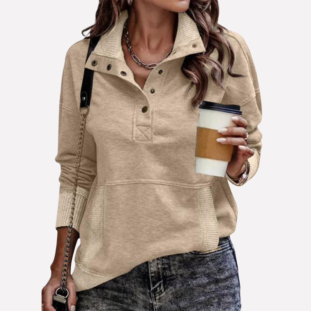 Casual Long-Sleeve Stand Collar Sweatshirt