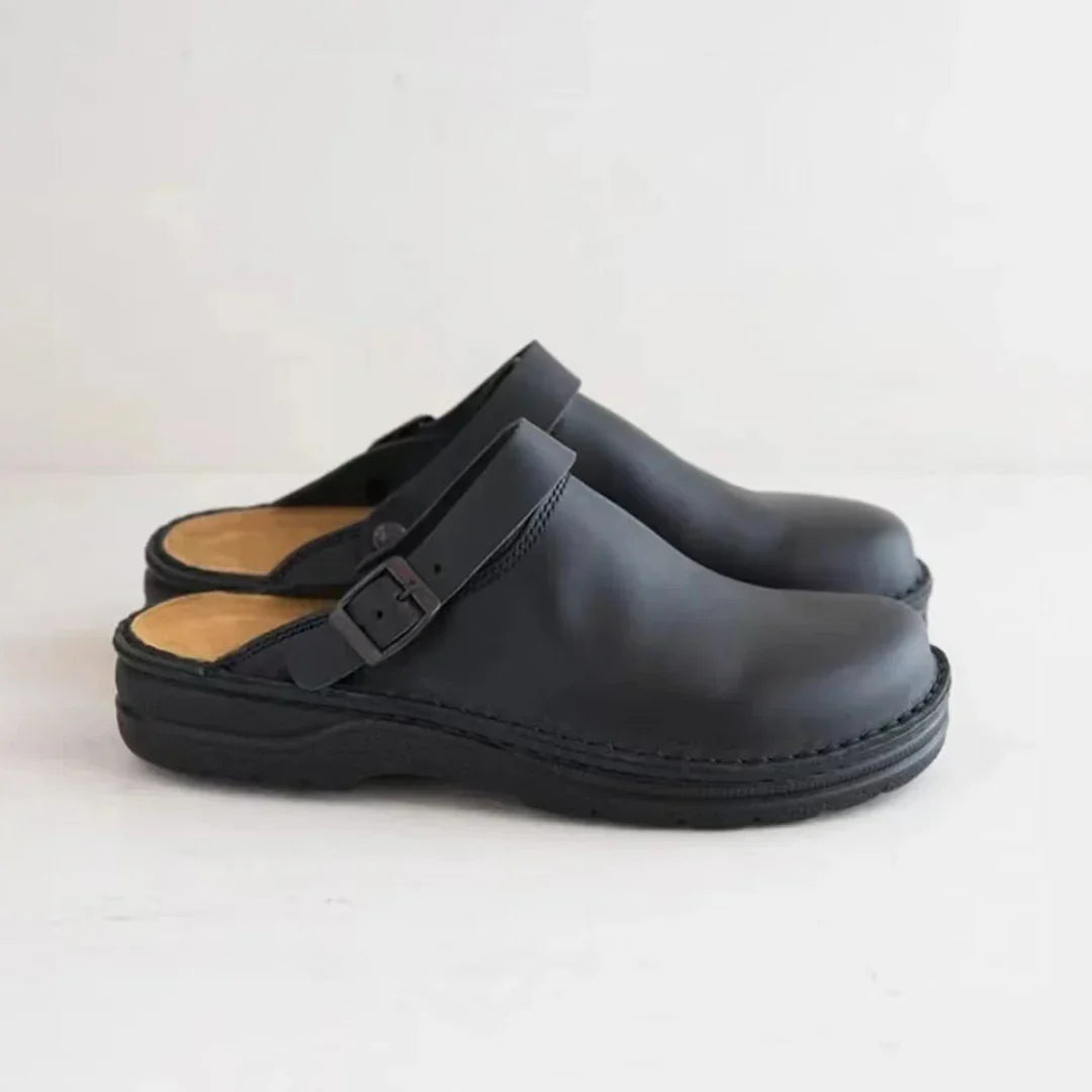 Faux Leather Slippers for Men with Comfortable Lining