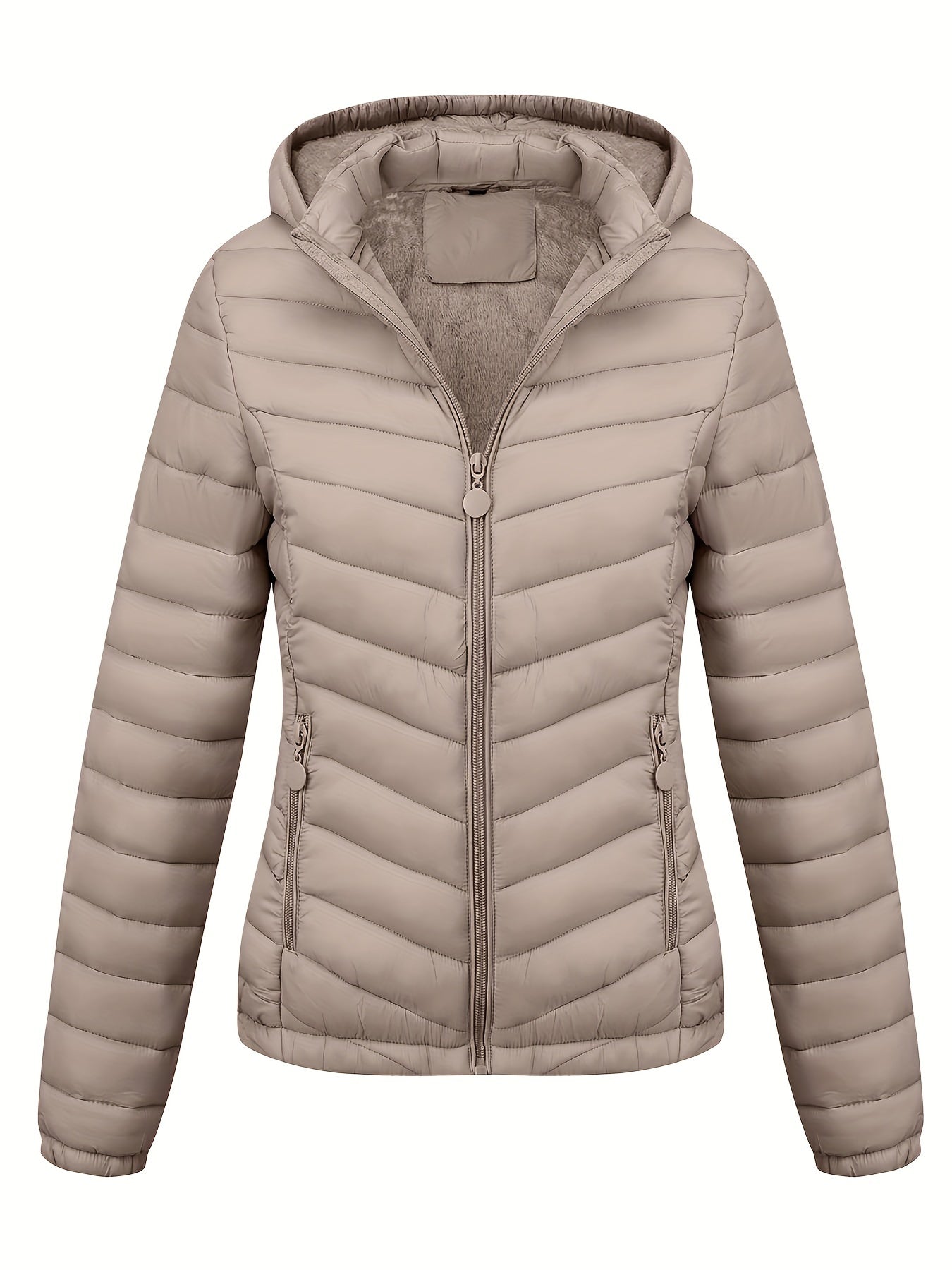 Fien | Ruched hoodie puffy jacket with angled pockets