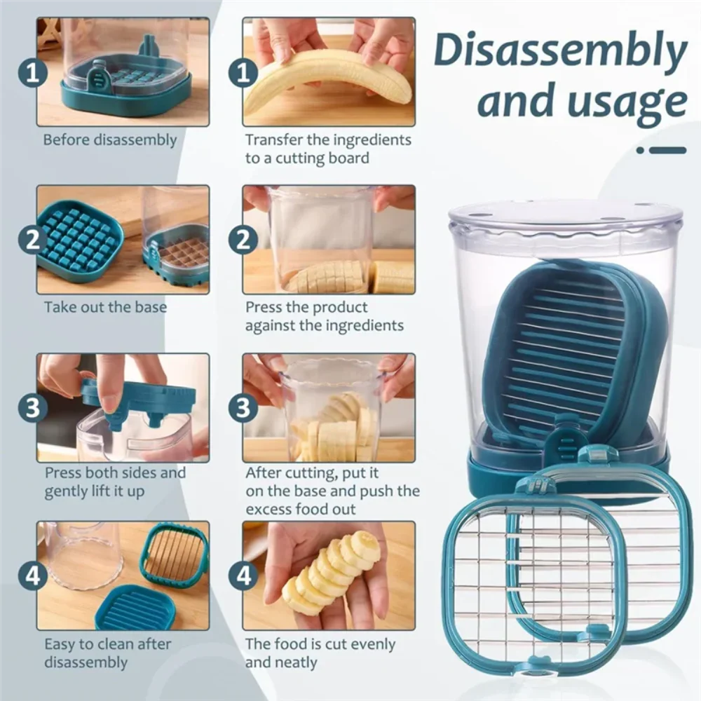 Fruit Slicer with Collection Bowl and Interchangeable Blades for Quick Cutting