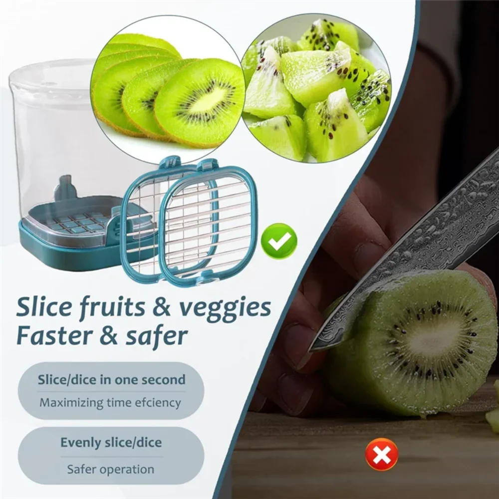 Fruit Slicer with Collection Bowl and Interchangeable Blades for Quick Cutting