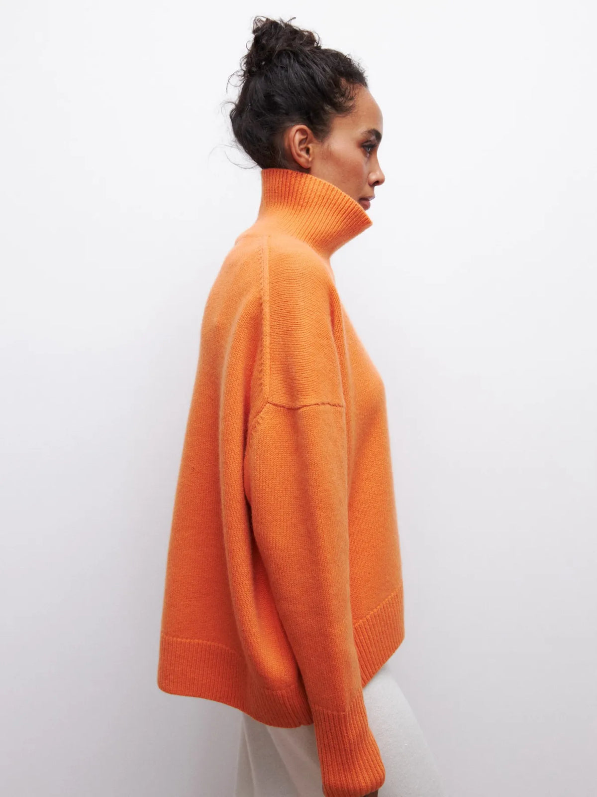 Ladies' Cosy Oversized Roll Neck Jumper with Wide Ribbed Collar