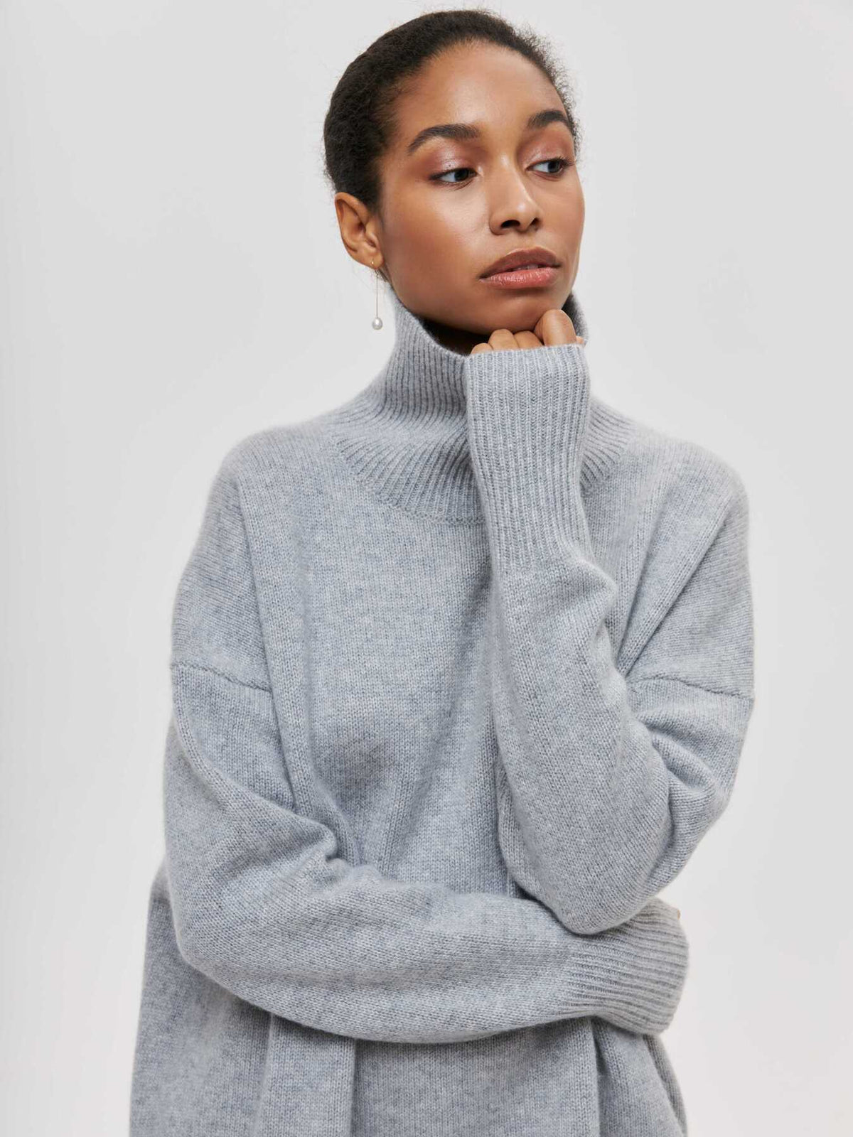 Ladies' Cosy Oversized Roll Neck Jumper with Wide Ribbed Collar