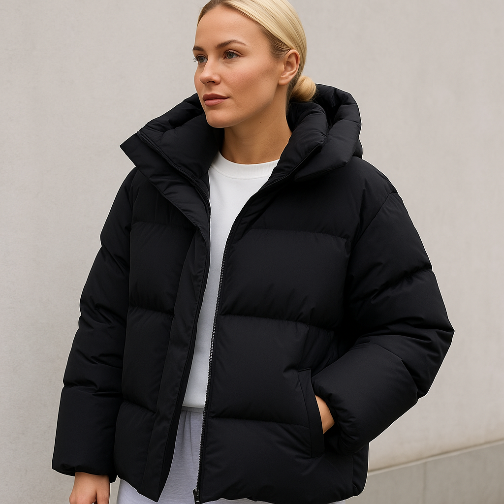 Manteau d'hiver matelassé avec capuche et coupe carrée