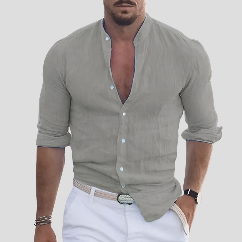 Men's Slim Fit Shirt with Mandarin Collar