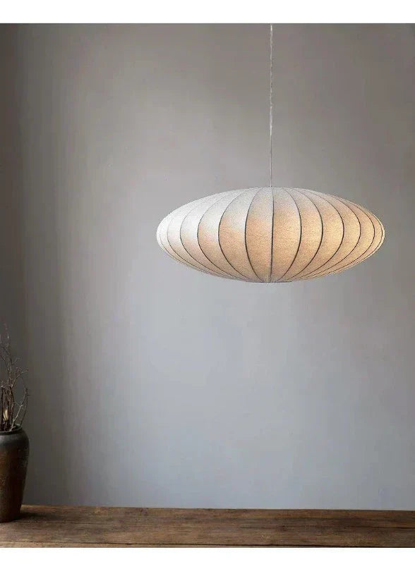 Luxury Silk Pendant Lamp with Crystal Crown