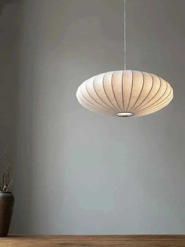 Luxury Silk Pendant Lamp with Crystal Crown