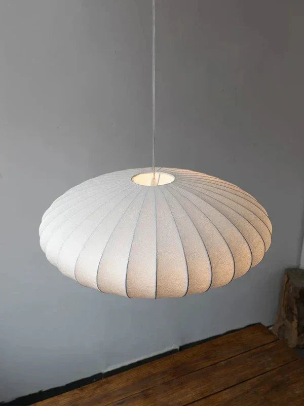 Luxury Silk Pendant Lamp with Crystal Crown