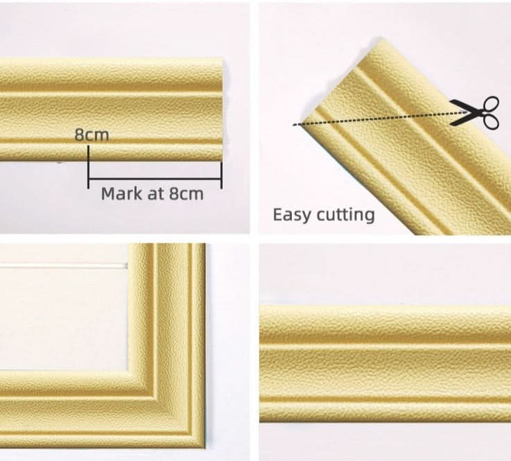 Moldura de zócalo 3D - Moldura de pared 3D autoadhesiva de 230 cm