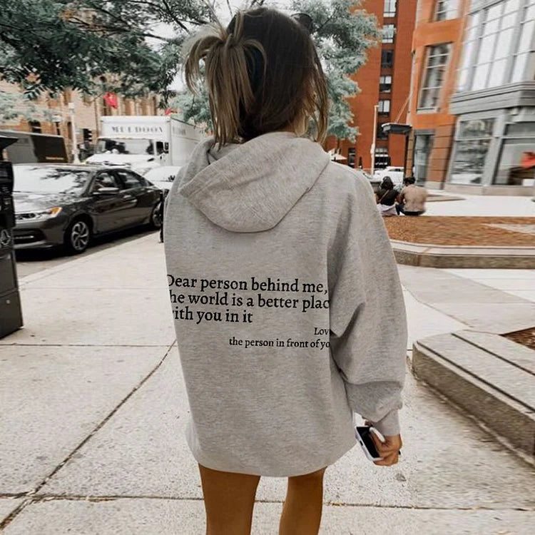 Soft Warm Oversized Women's Hoodie With Quote