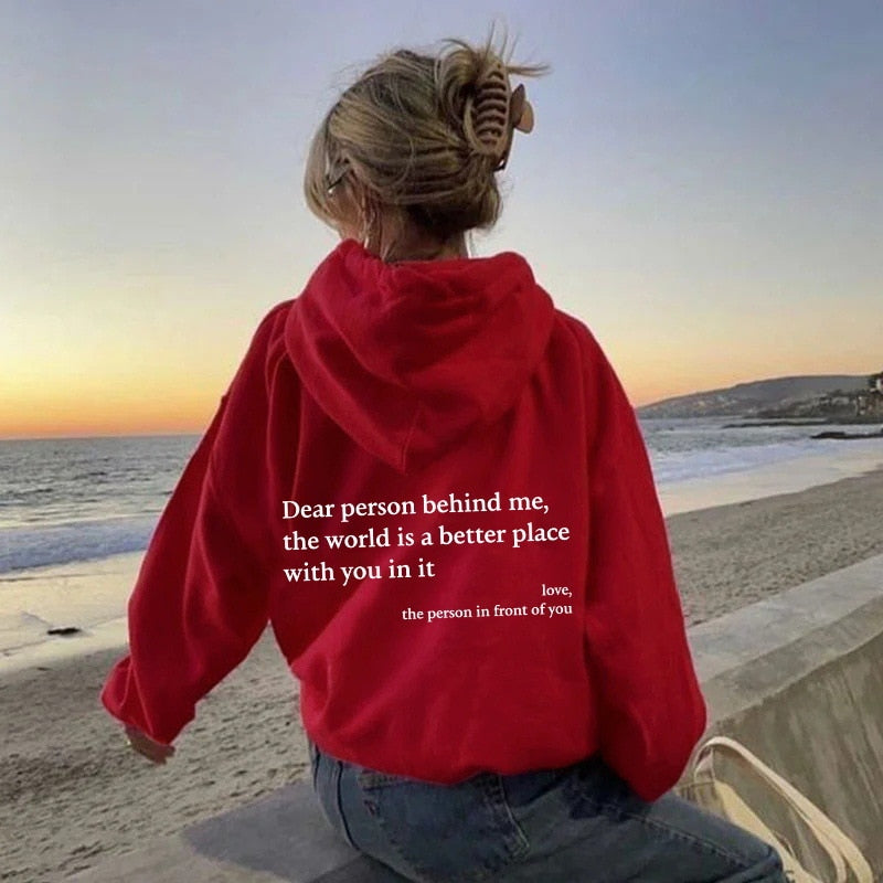 Soft Warm Oversized Women's Hoodie With Quote