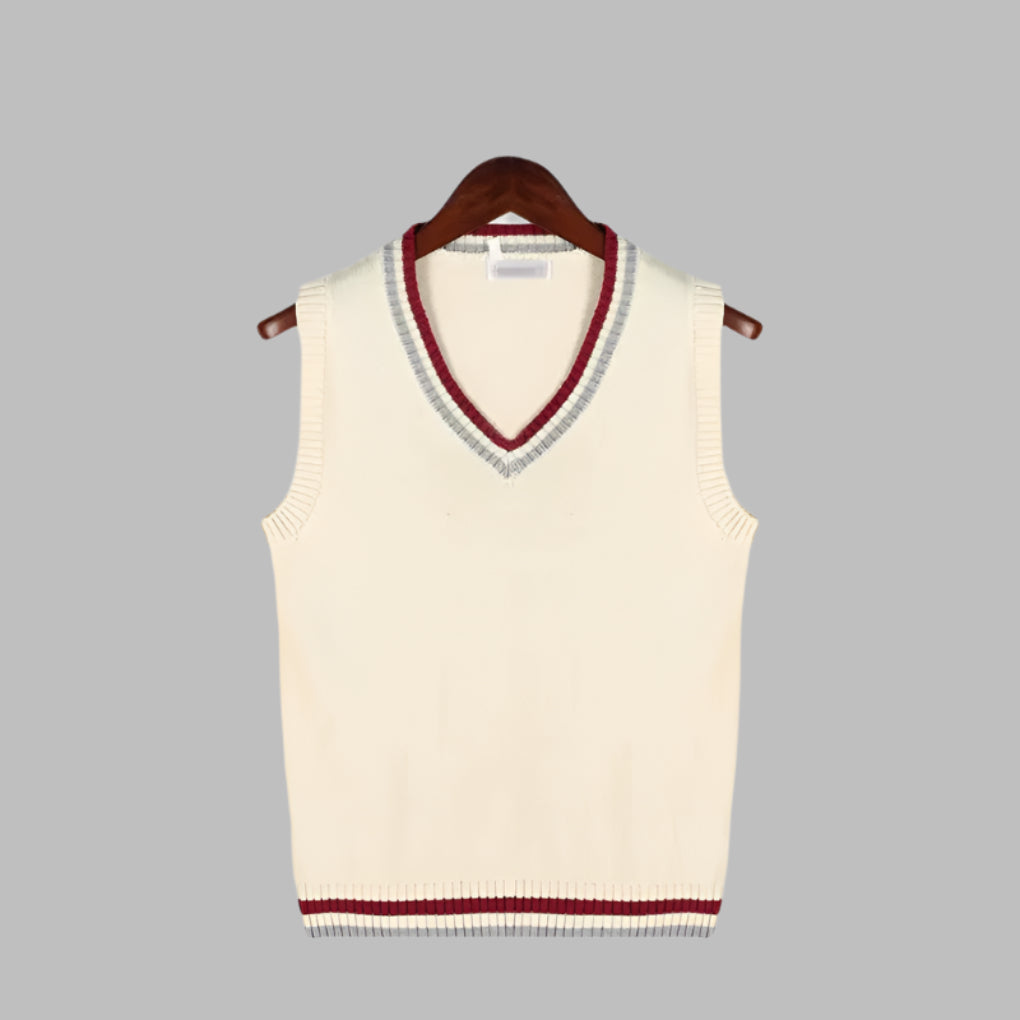 Retro striped preppy style sleeveless sweater