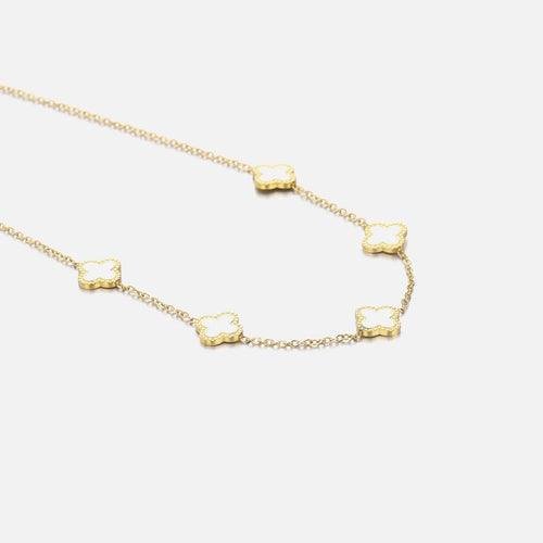 Gold Necklace with Four-Leaf Clover Design