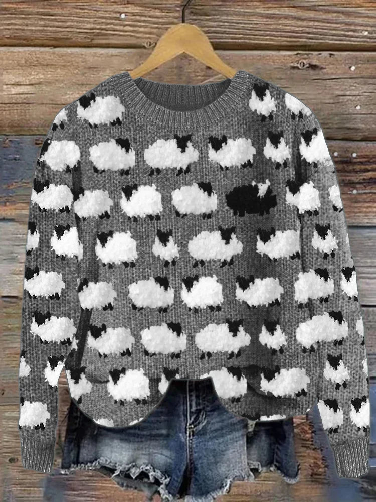 Ladies Retro Knitted Wool Sweater - Leilani