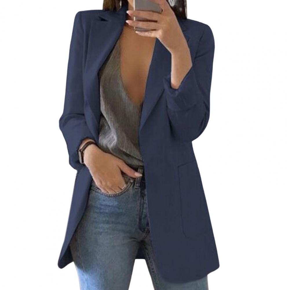 Blazer lungo da donna con revers classici