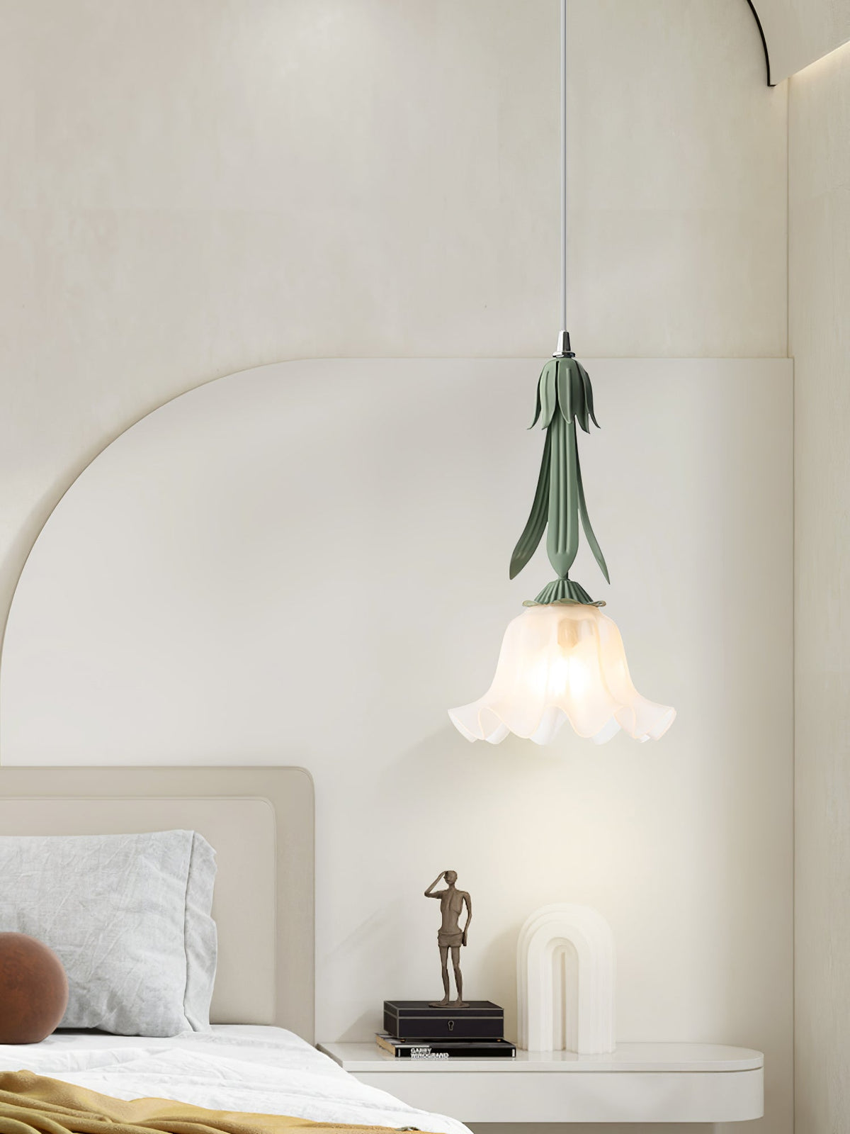 Candeeiro suspenso com padrão floral - LED e elegante