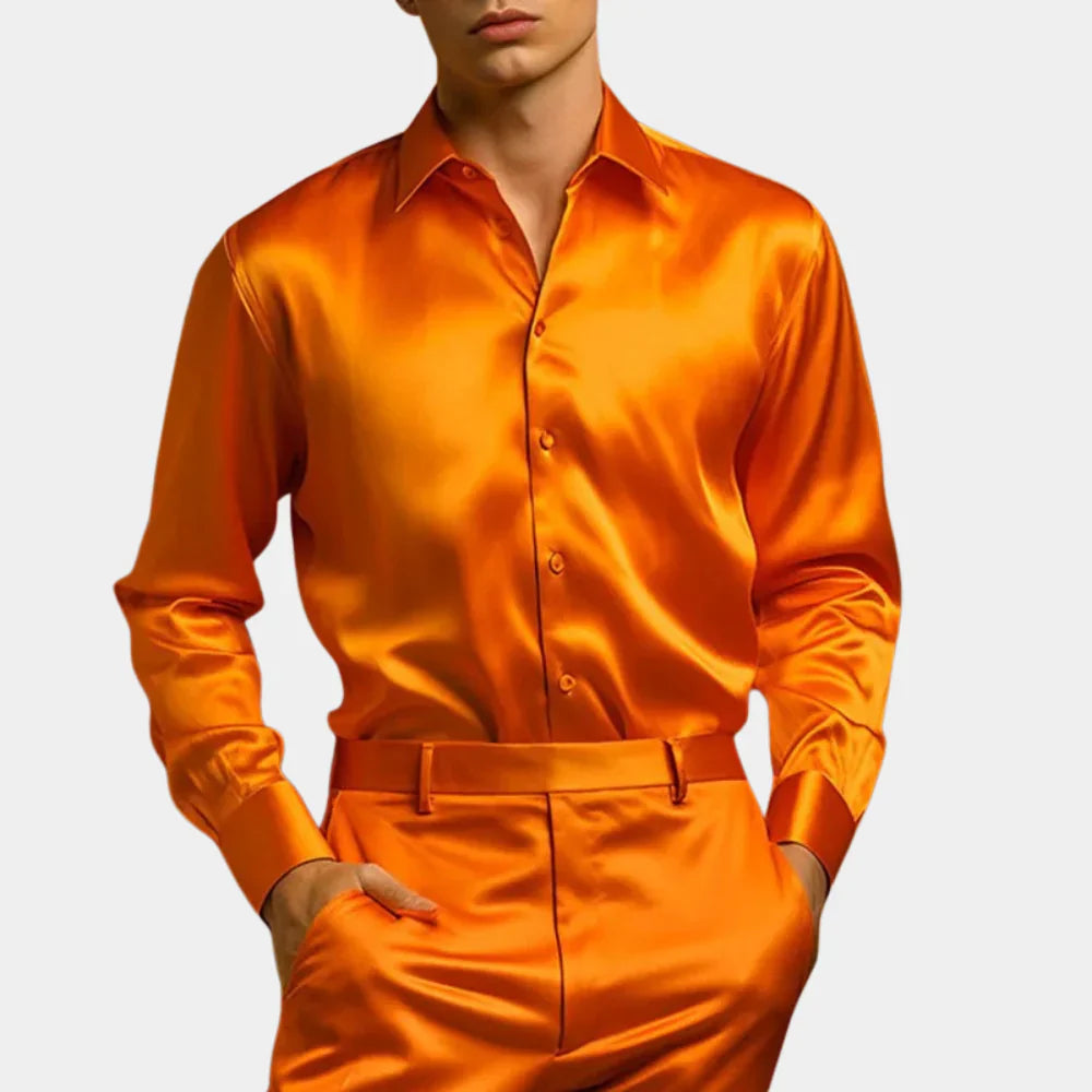 Luxury Satin Shirt with Slim Fit